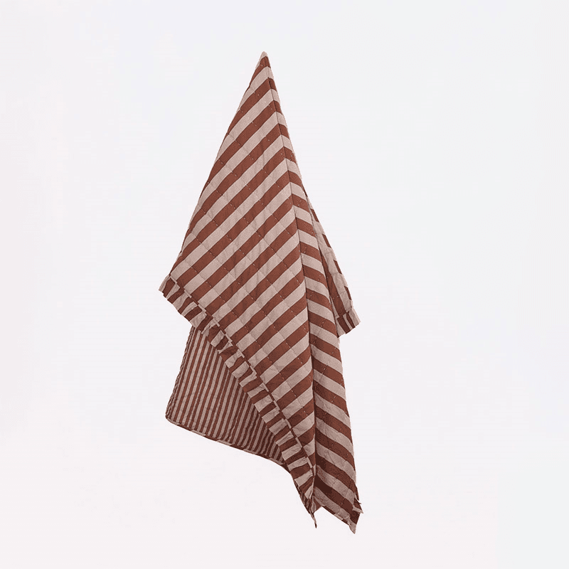 Stripe Quilt, 150 X 200cm, Cinnamon & Oyster