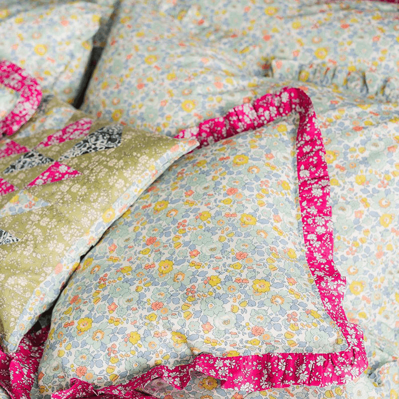 Betsy/Capel Fuchsia Ruffle Cushion, 40cm, Sage