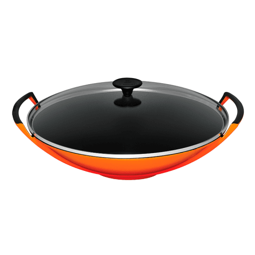 Image showing the Cast Iron Wok with glass lid, 36cm, volcanic product.