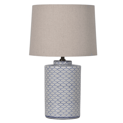 Image showing the Crackle lamp with shade, 66cm, blue and white product.