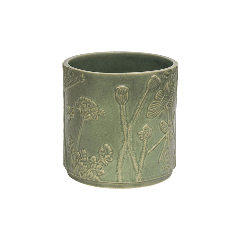 Kew Botanical Retreat Stoneware Meadow Planter, D18cm, Green