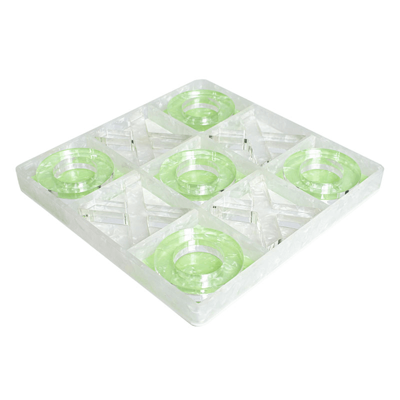 Marble Tic Tac Toe, L25.5 x W25.5cm, Green & White