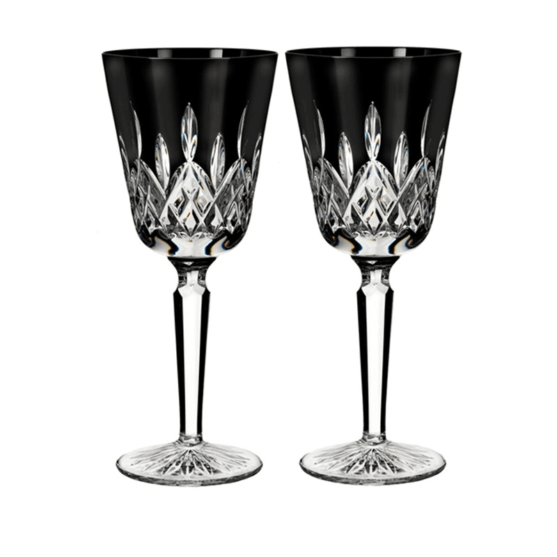 Lismore Set of 2 Large Wine Glasses, 425ml, Black