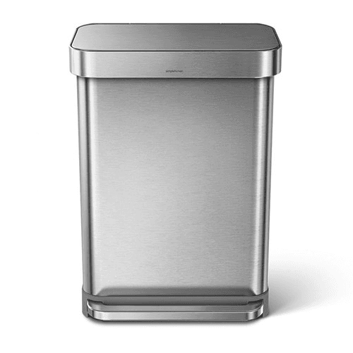 Image showing the Rectangular pedal bin, H65.5cm - 55 litre, Brushed Stainless Steel product.