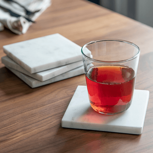 Image showing the Marble Set of 4 Coasters, 11cm, White product.