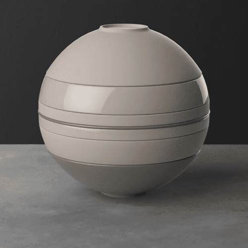 Image showing the Iconic La Boule Stacking 7 Piece Plate & Bowl Set, D23cm, Pure Beige product.