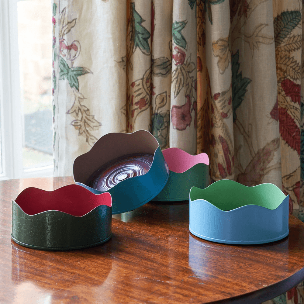 Toleware Coaster, D13cm, Sky Blue & Light Green