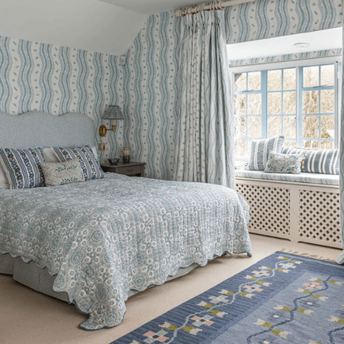 Image showing the Calabria Scallop Double Quilt, Blue product.