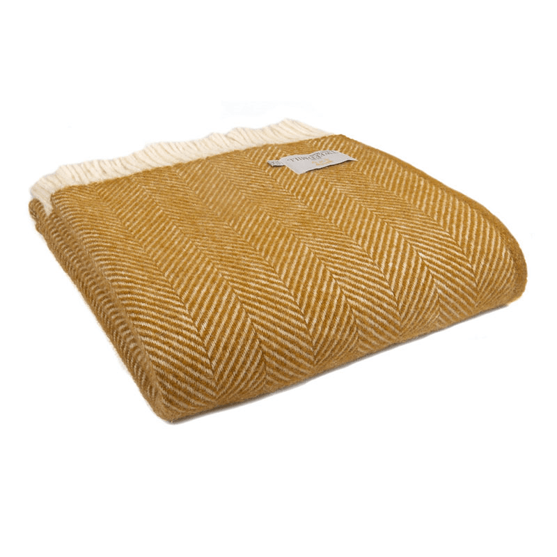 Fishbone Throw, 150 x 183cm, English Mustard