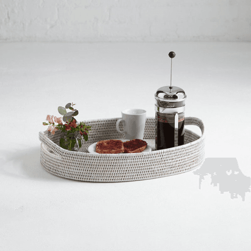 Image showing the Pegu Rattan Tray, 55 x 40cm, White product.