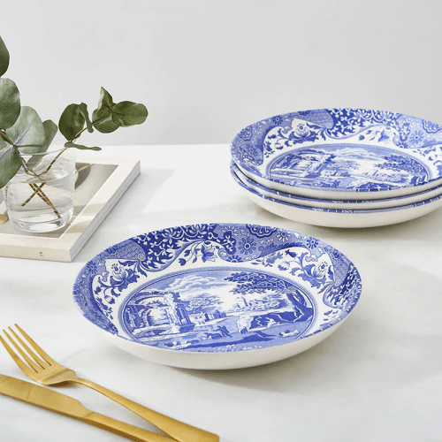 Image showing the Blue Italian Set of 4 pasta bowls, 23cm product.