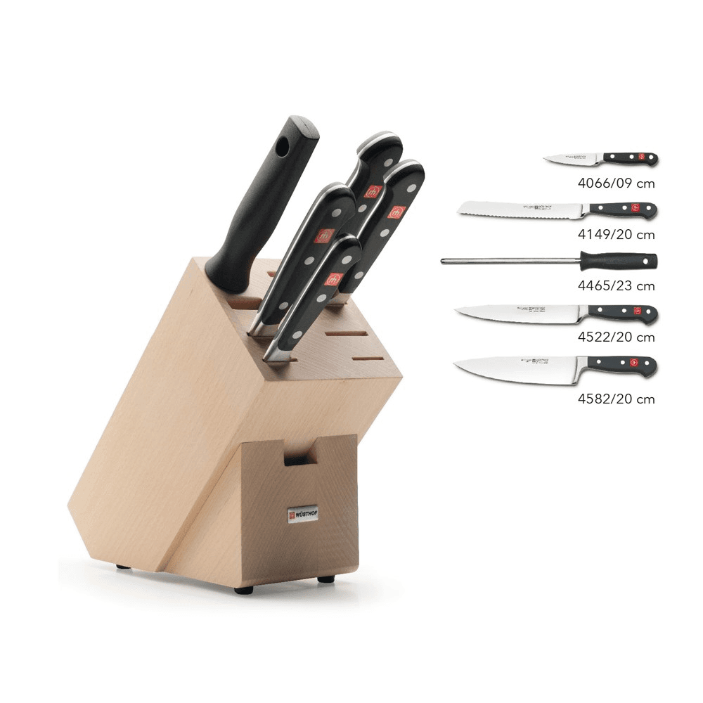 Classic Knife block set 5 piece, Beech