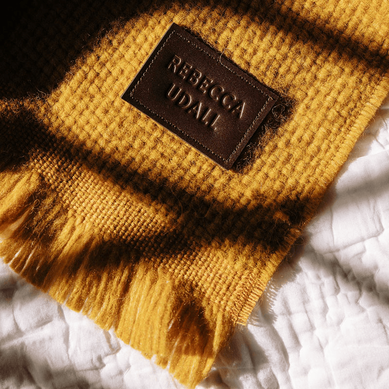 Alpaca Basketweave Throw, 130 x 180cm, Mustard