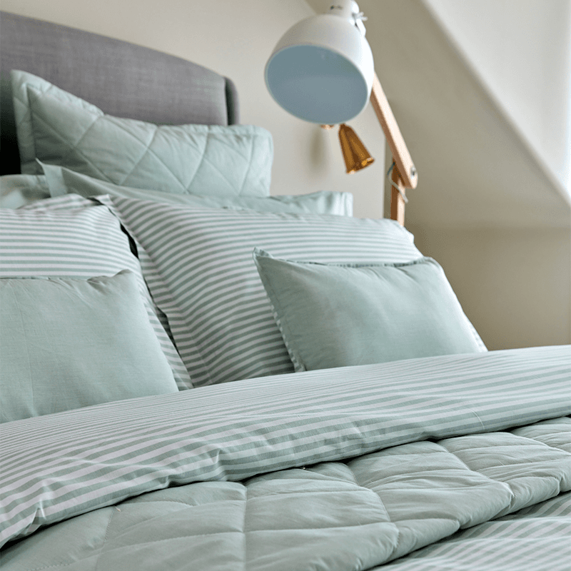 Lerwick Stripe Duvet Set, Super King, Green