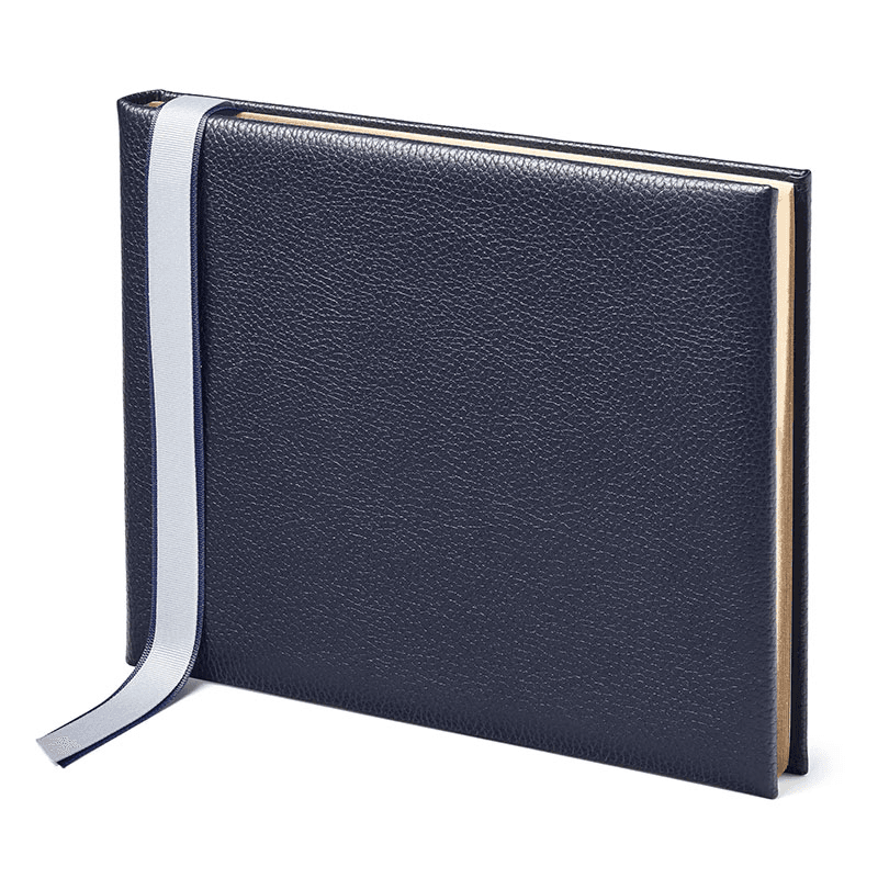 Classic Guest Bookwith A4 Plain Pages, Navy Pebble