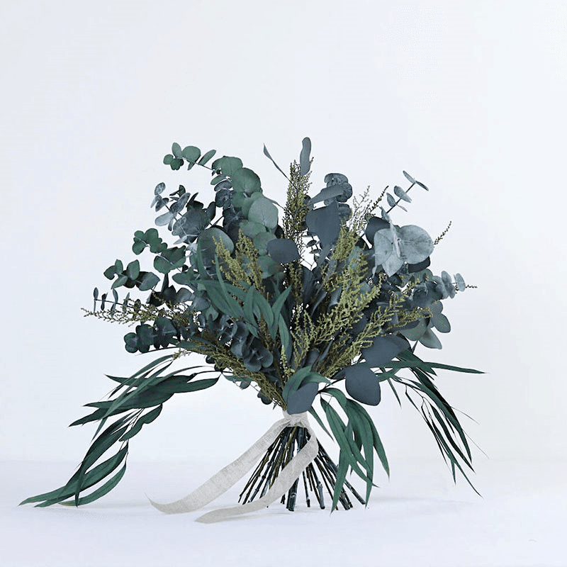 Hand-Tied Large Bouquet, Greenery & Neutrals, Matcha