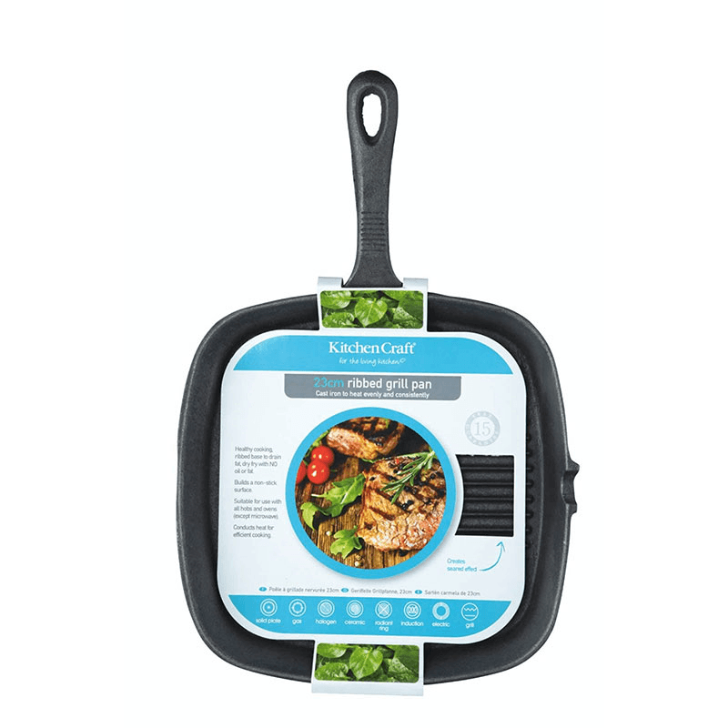 Square grill pan, 23cm, cast iron