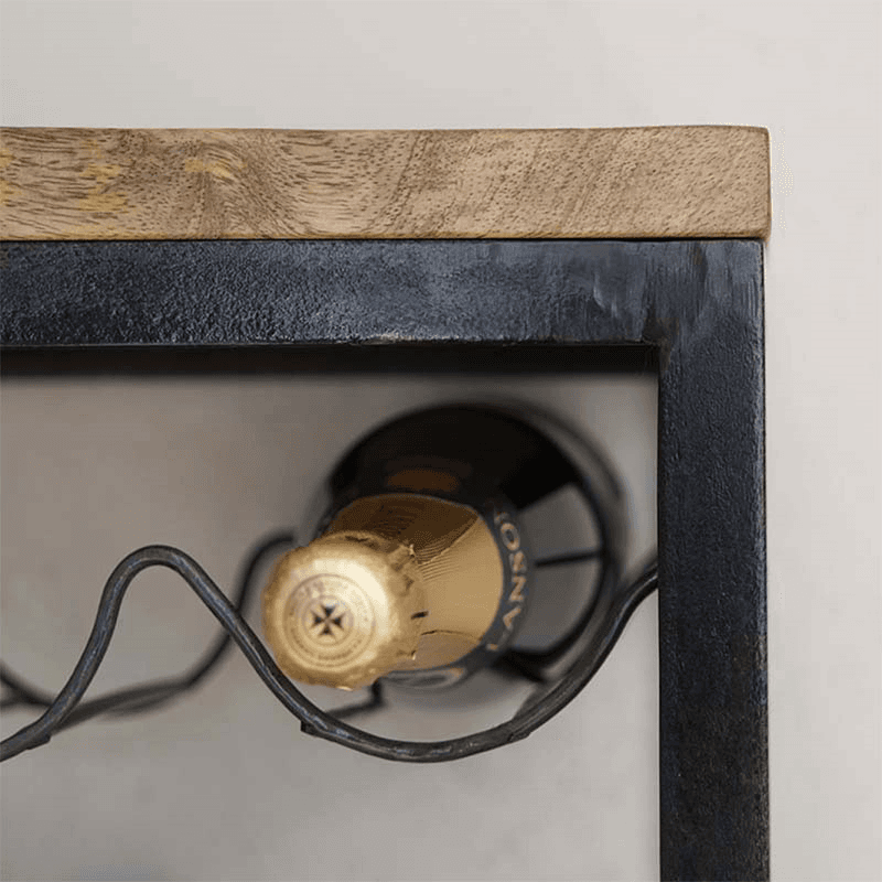Obra Industrial 28 Bottle Wine Rack, Black and Mango Wood