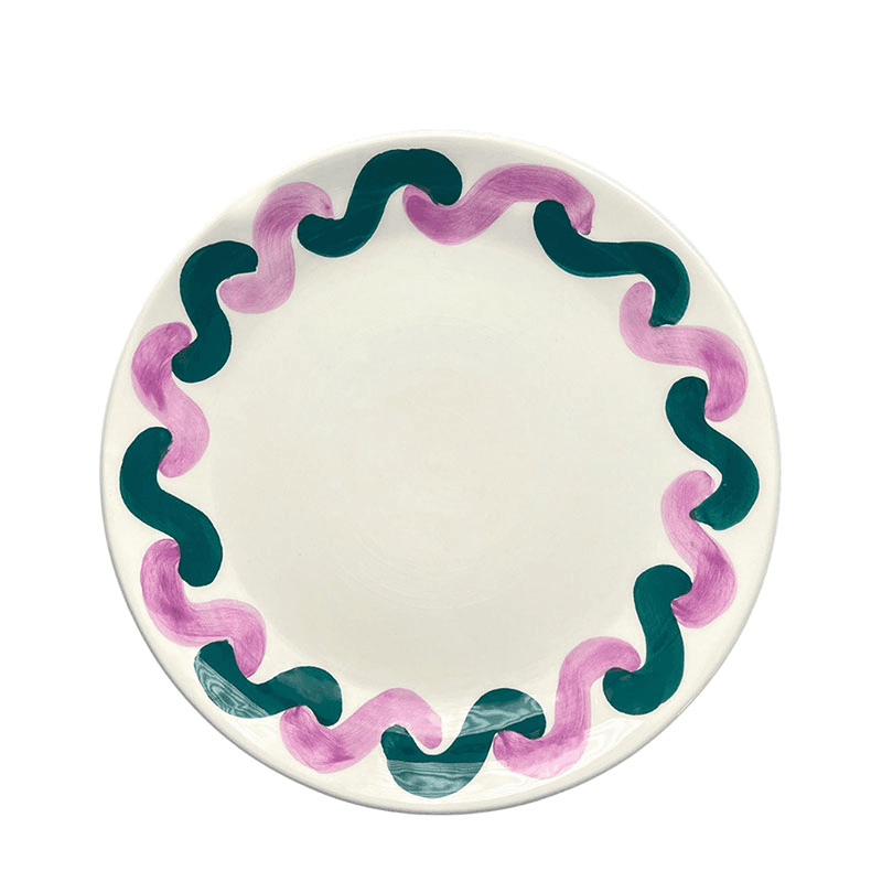 Onda Serving Plate, D31cm, Palm Green & Lilac
