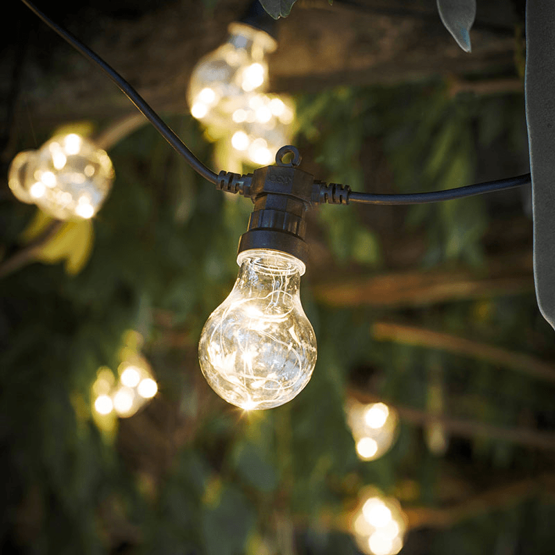 Festoon Lights, 20 Bulbs, Black