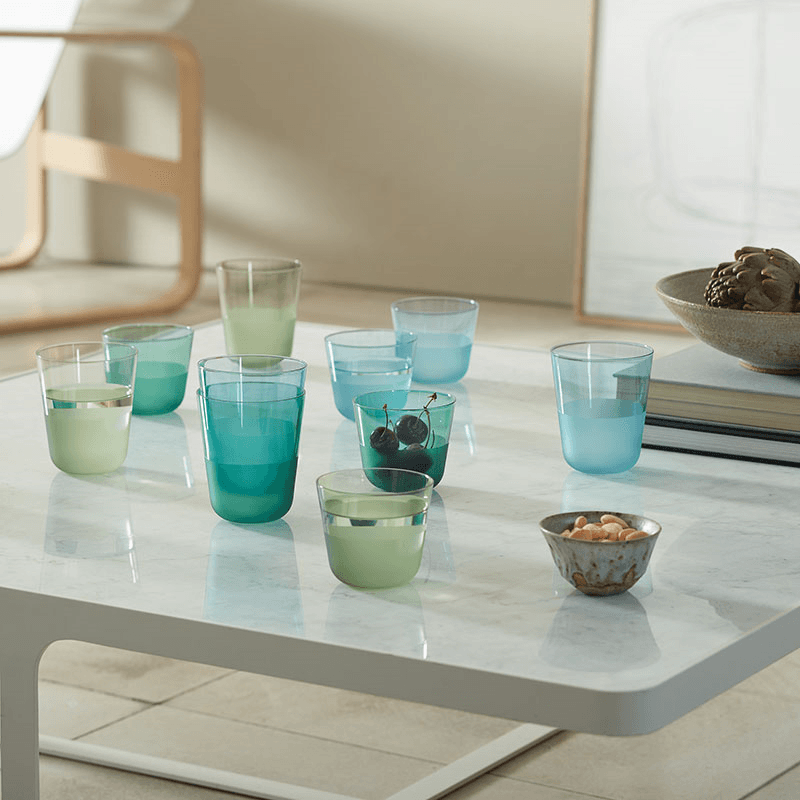Arc Contrast Set of 2 Tumblers, 380ml, Moss