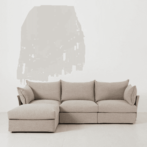 Image showing the Model 06 Linen 3 Seater Sofa With Chaise, Pumice product.
