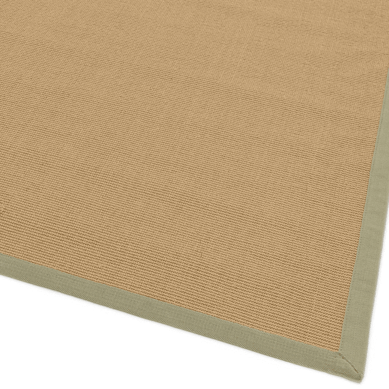 Sisal linen border runner, 120 x 180cm, sage