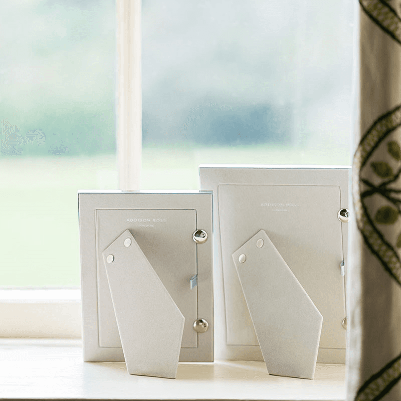 Enamel Range Photograph frame, 8 x 10" with 15mm border, White With Silver Plate