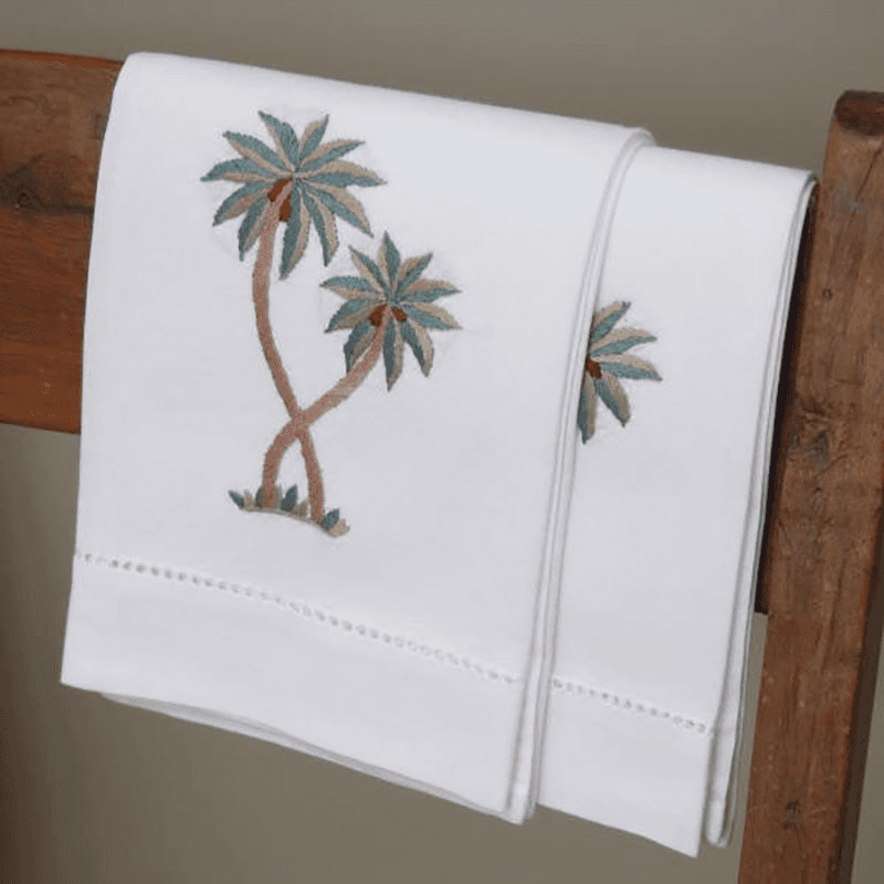 Palm Hand Towel, 38 x 58cm, White/Green/Red