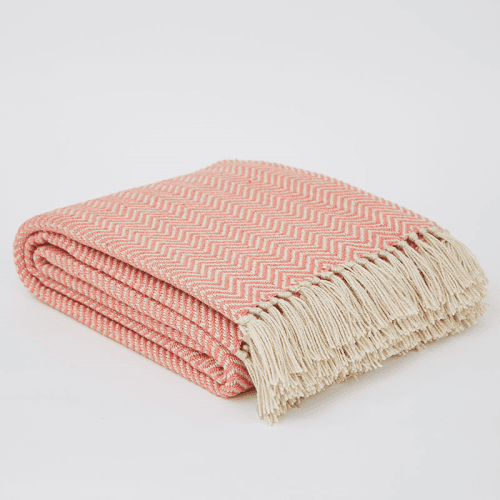 Image showing the Herringbone Blanket, 250cm x 130cm, Coral product.