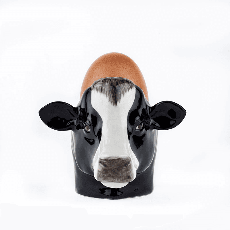 Friesian Cow Egg Cup, H8cm, Black & White