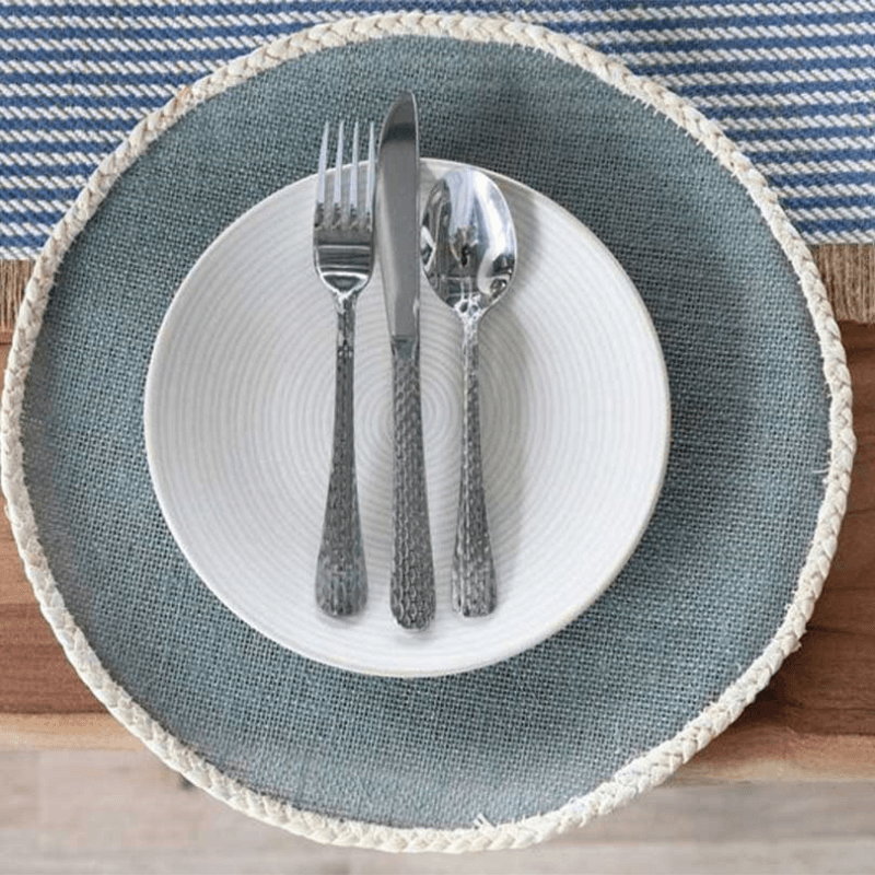 Jute Set of 4 Round Placemats, D34cm, Grey