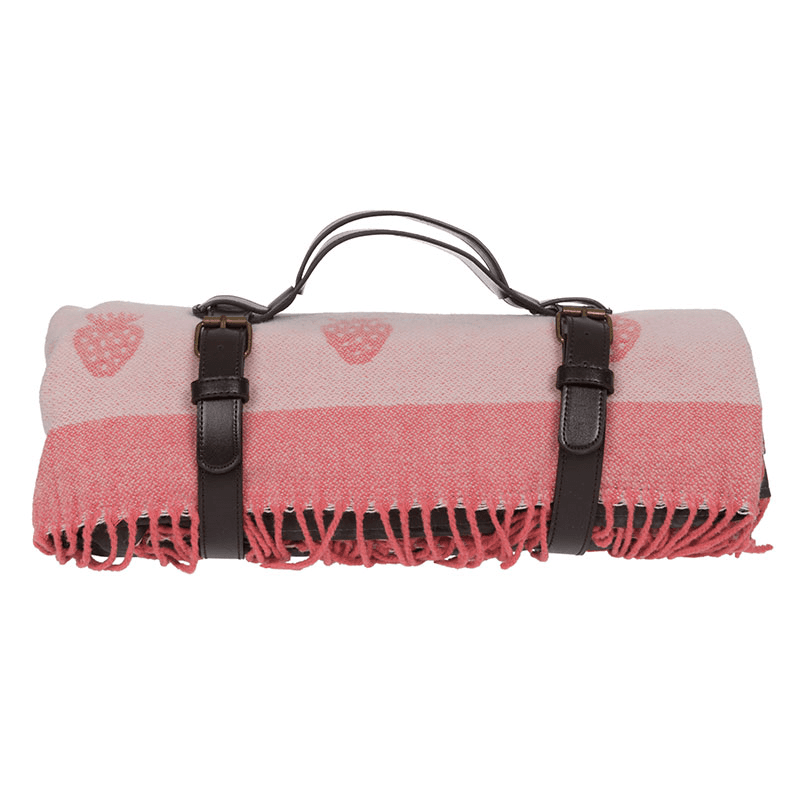 Strawberries Picnic Blanket, 145cm, Pink/Black
