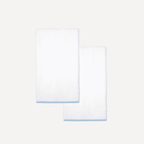 Image showing the Georgina Straight Pair of Hand Towels, Powder Blue product.