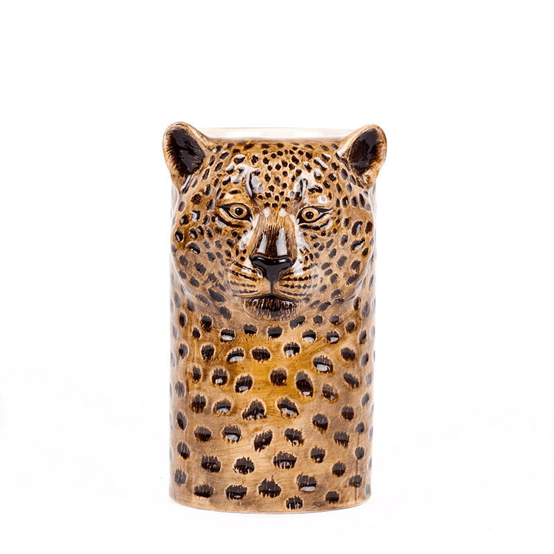 Leopard Utensil Pot, H18cm, Yellow