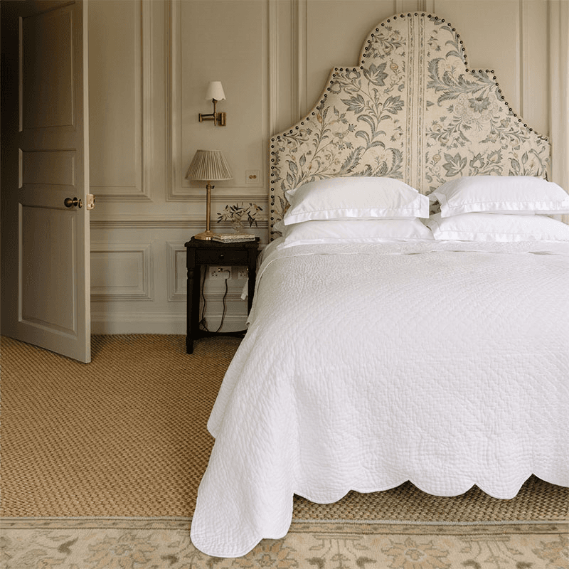 Nina Scalloped Quilted Cotton Bedspread, Double/ King, White