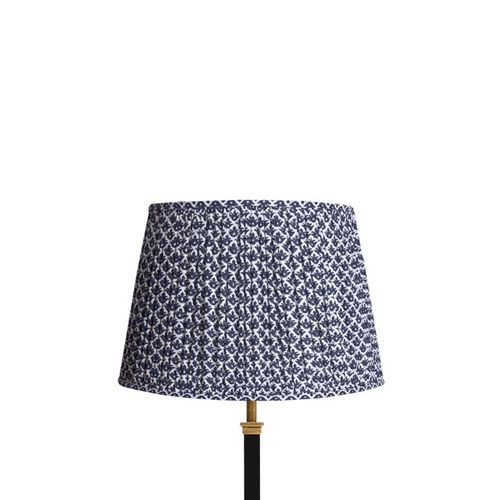 Straight empire Shade, 30cm, Temple Blue block printed cotton