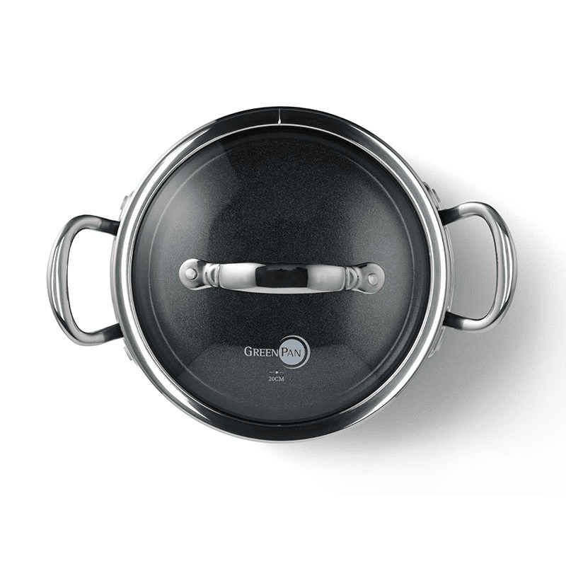 Barcelona Pro Non-Stick Casserole with Lid, 20, Black