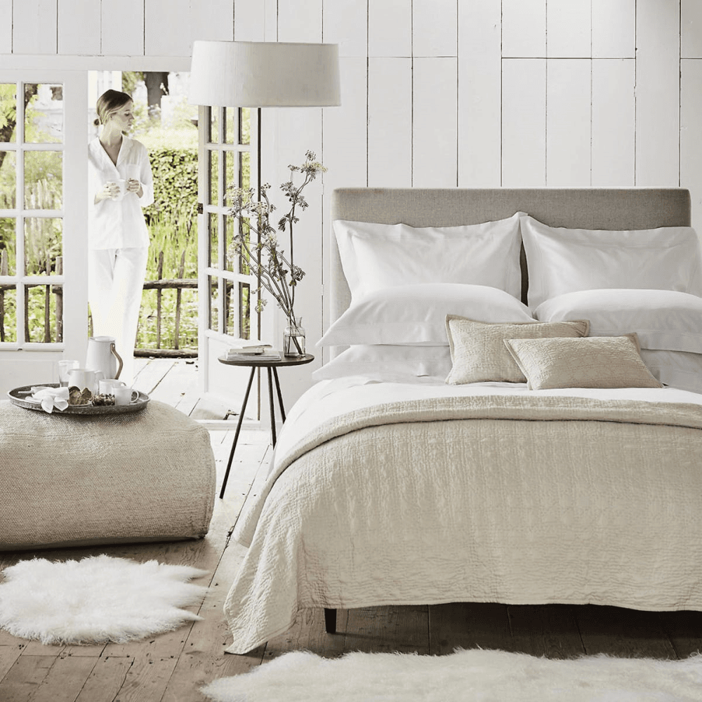 Symons Double Row Cord - 1000 Thread Count Egyptian Cotton Sateen King deep fitted sheet, White