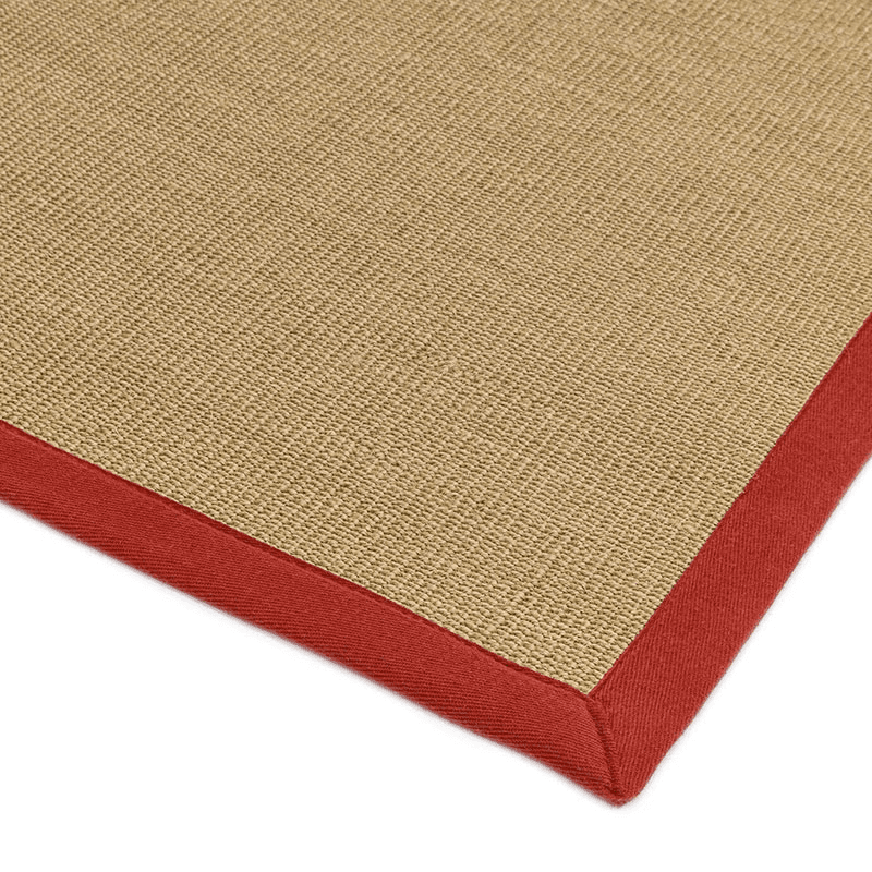 Sisal linen border runner, 200 x 300cm, red