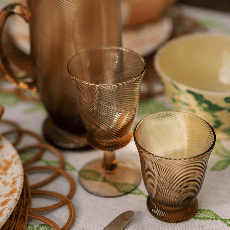 Spiral Set of 4 Wine Glasses, 175ml, Chestnut Brown