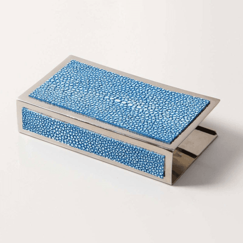 Image showing the Large Match Box Holder, 13 x 7cm, Duke Blue Shagreen product.