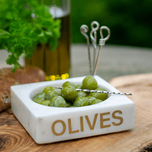 Image showing the Olive Set of 4 Picks and Holder, L12.5x W12.5 x H3.5cm, White product.
