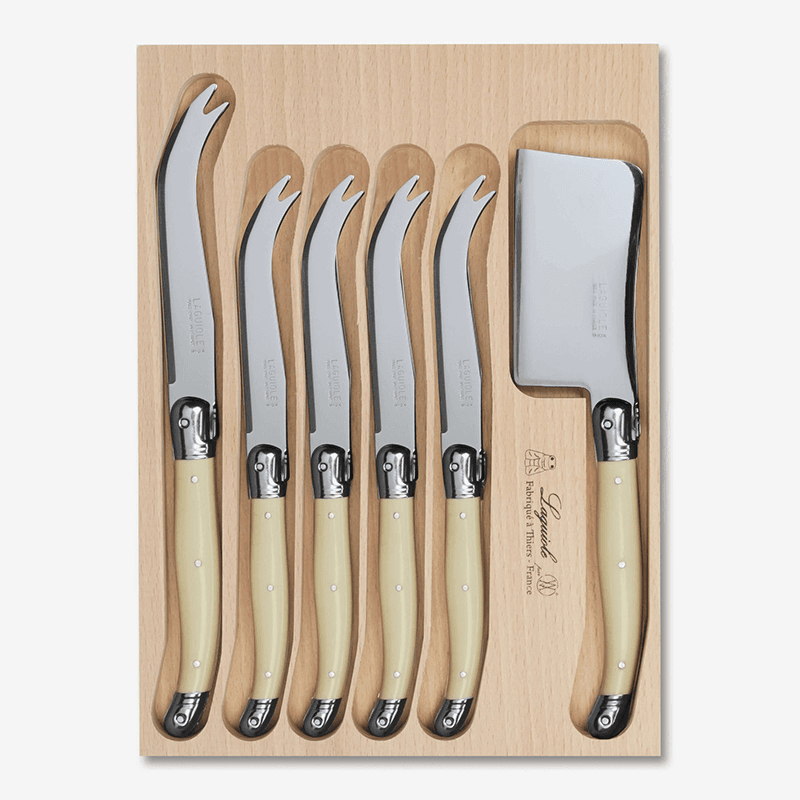 6 Piece Cheese Knife in Tray, Ivory
