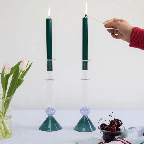 Image showing the Martini Candlestick, H30cm, Teal product.