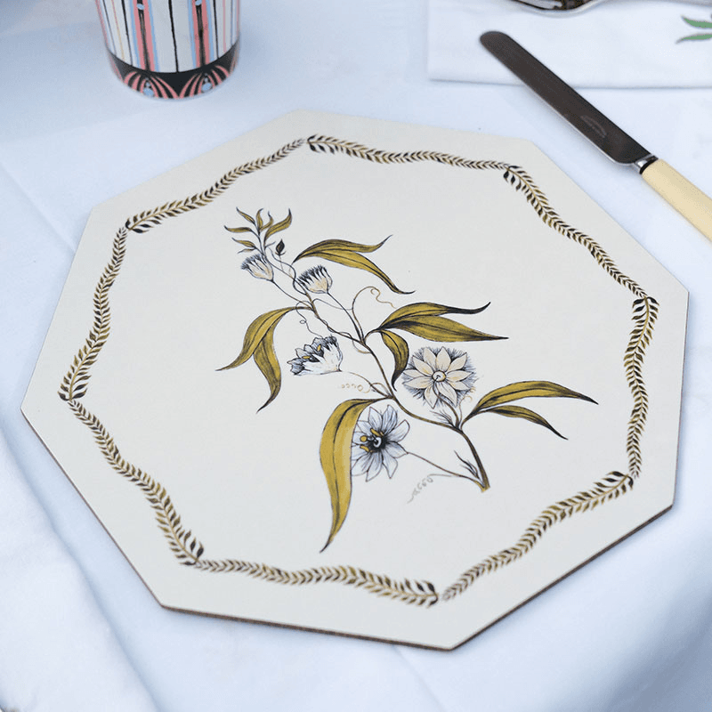 Bell Hutley Table Mat, 28cm x 28cm, Clematis Flower