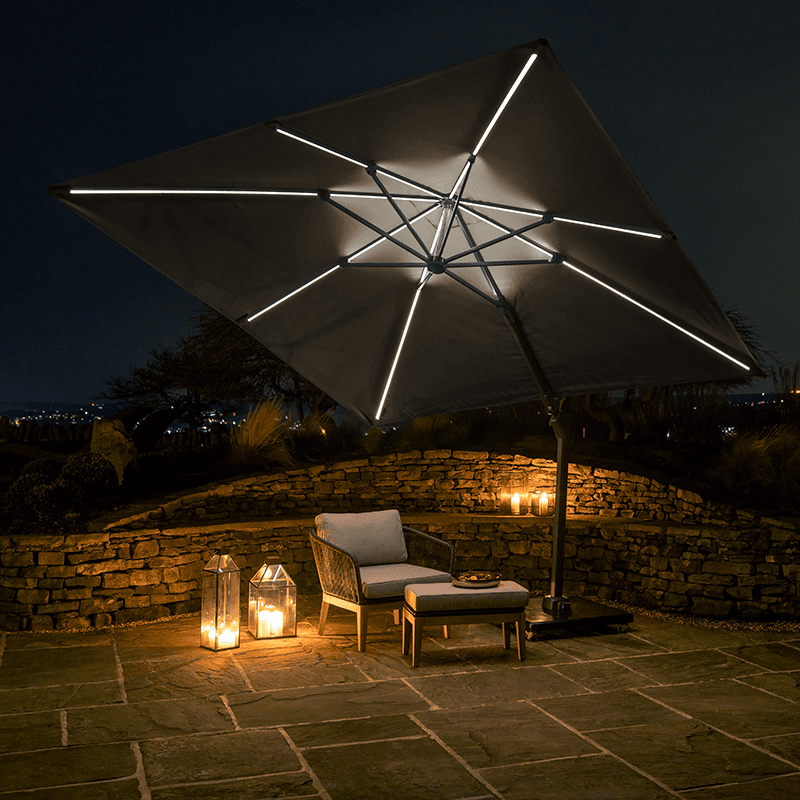 Glow Challenger T2 Sqaure Parasol, 3m, Anthracite