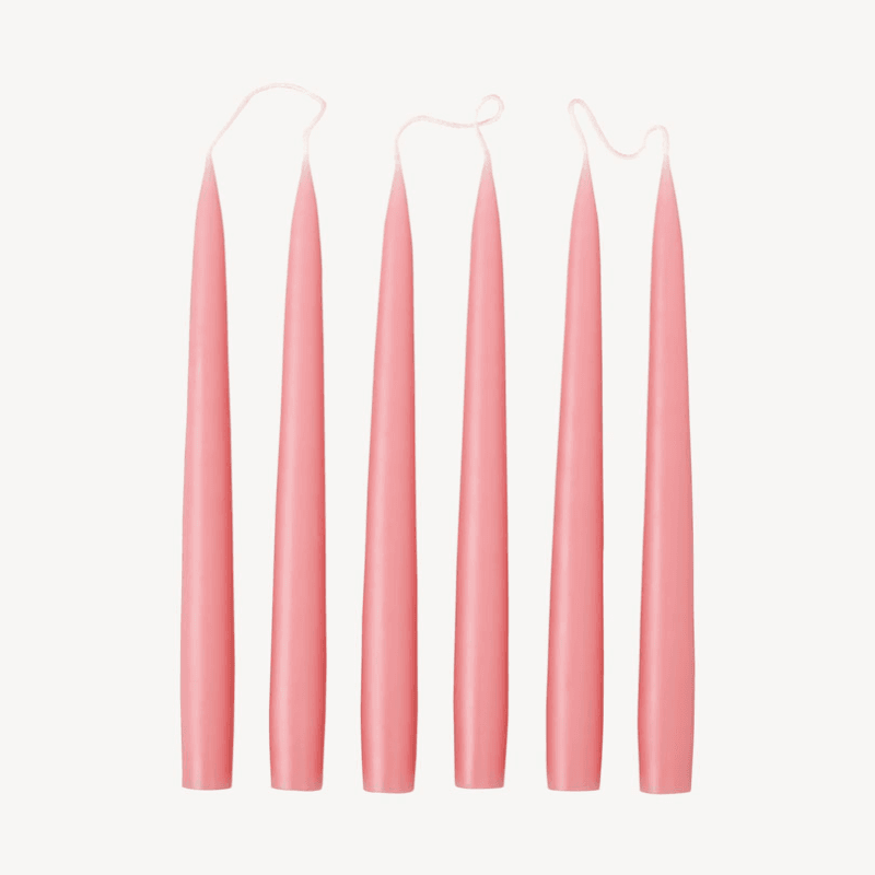 Set of 6 Tapered Dinner Candles, H25cm, Vintage Rose