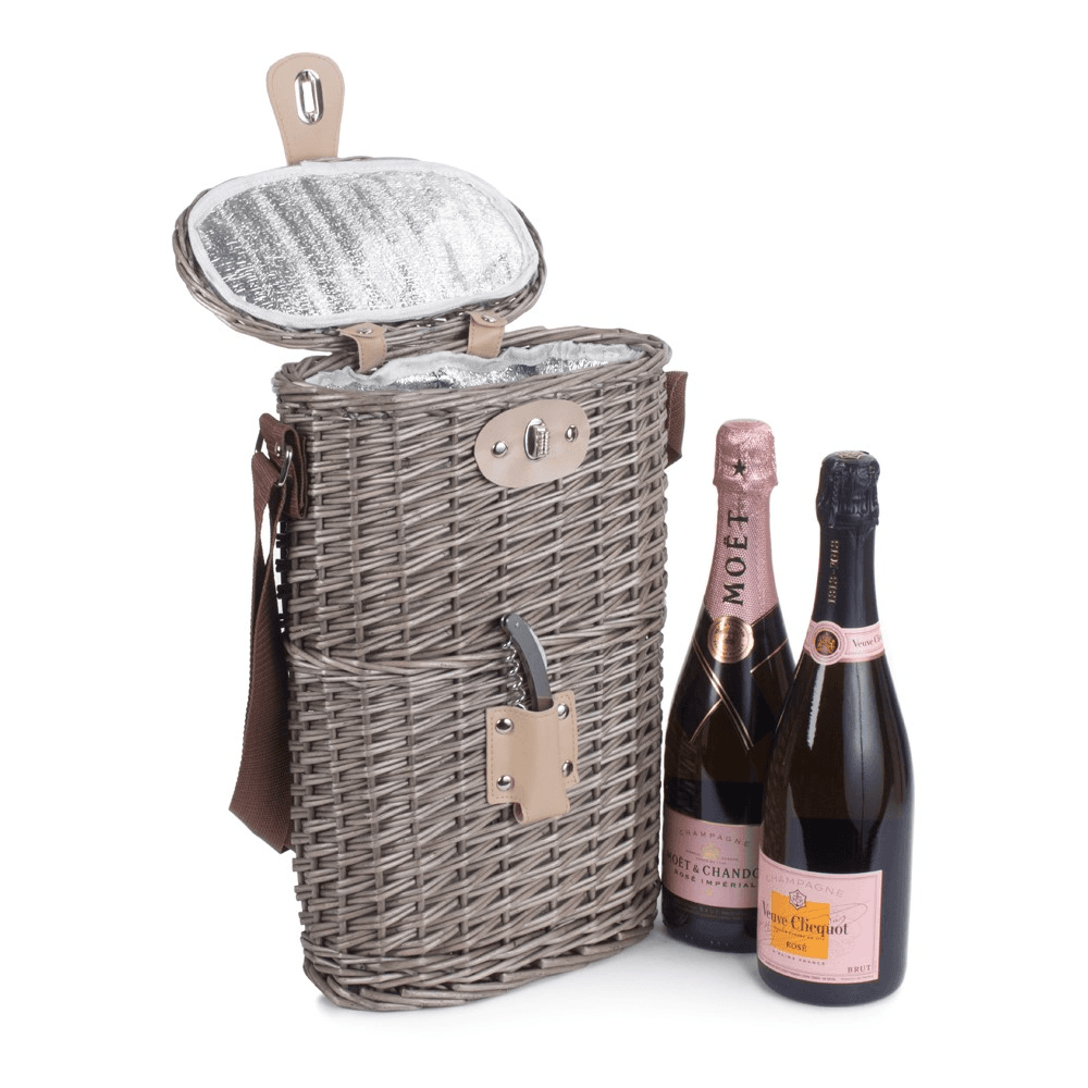 Insulated Carry basket - 2 Bottle, 26 x 15 x 37cm, Brown