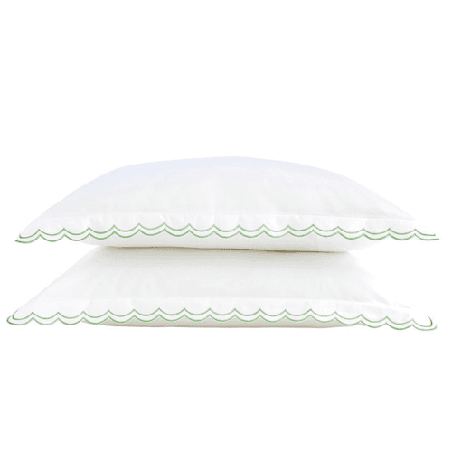 Image showing the Scallop Edge Pair of Oxford Pillowcases, Matcha product.